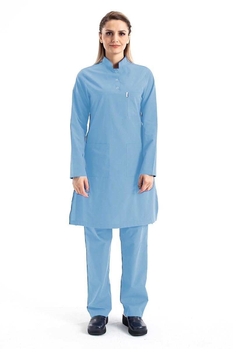 Tesettür Hemşire Forması Hakim Yaka Terikoton Takım Tst03 62-10XL Özel Sipariş - Açık Mavi
