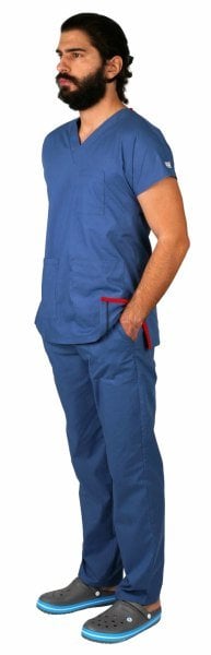 Dr Greys Model Cerrahi Forma Terikoton Erkek İndigo Renk