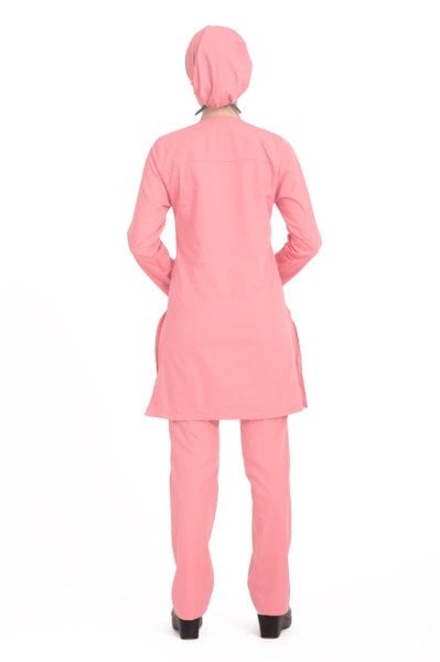 Hemşire Tesettür Terikoton Takım Tst-01 34-XXS - Toz Pembe
