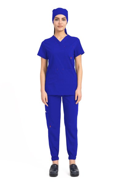 Dr Jogger Scrubs Likralı Koton Kadın Saks Mavisi