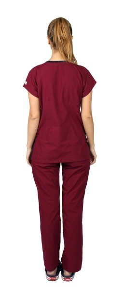 Dr.Greys Modeli Cerrahi Forma Bayan Takım Terikoton Kumaş Bordo