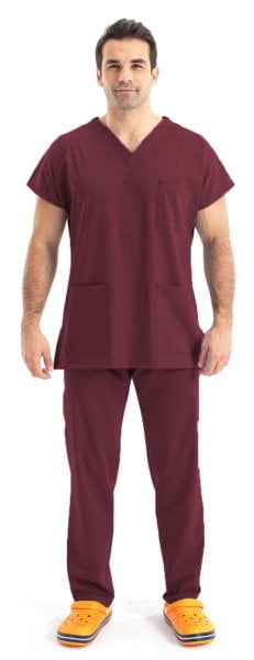 Dr Greys Model Cerrahi Forma Terikoton Erkek Bordo Renk