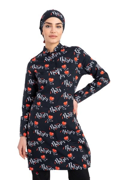 Tesettür hemşire forması nurse desenli Tst-03