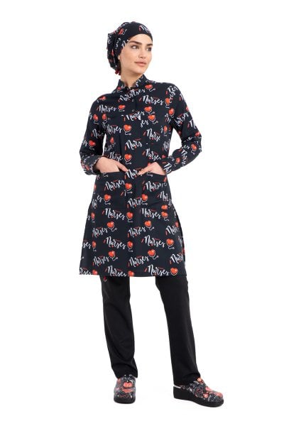 Tesettür hemşire forması nurse desenli Tst-03