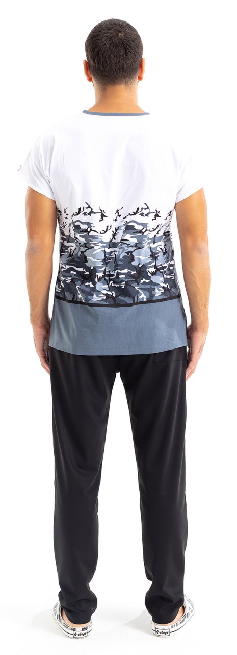 Gri Beyaz Kamuflaj Doktor Erkek Üst Forma Desen 61