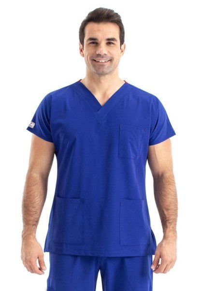 Dr Greys Model Cerrahi Forma Terikoton Erkek Saks Mavi Renk