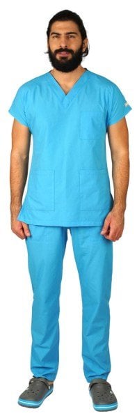 Dr Greys Model Cerrahi Forma Terikoton Turkuaz Mavi