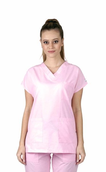 Dr.Greys Modeli Cerrahi Forma Bayan Takım Terikoton Kumaş Şeker Pembe