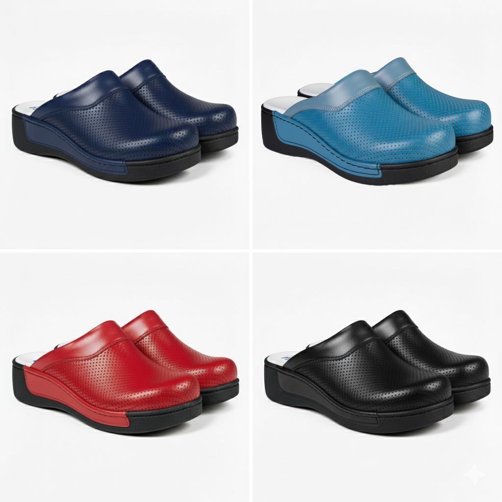 Kadın Sabo Terlik Orijinal Deri - Yüksek Taban Dolgu Topuk 209 Model (LABOR)