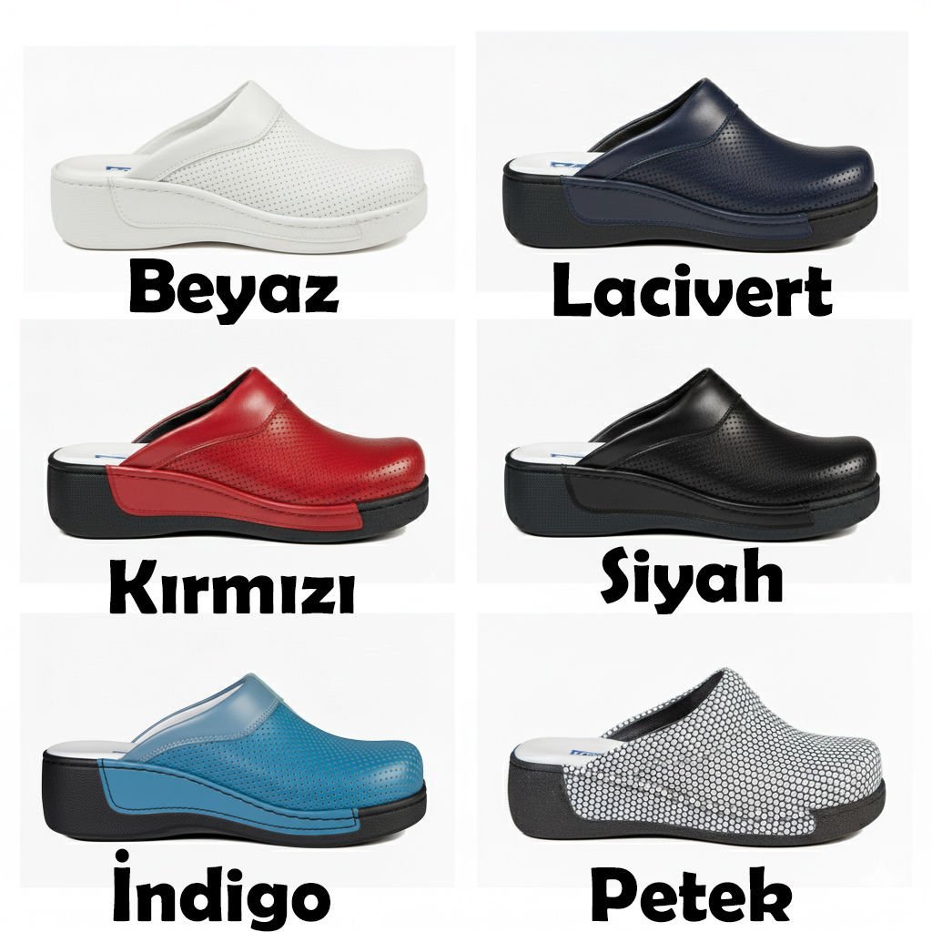 Kadın Sabo Terlik Orijinal Deri - Yüksek Taban Dolgu Topuk 209 Model (LABOR)