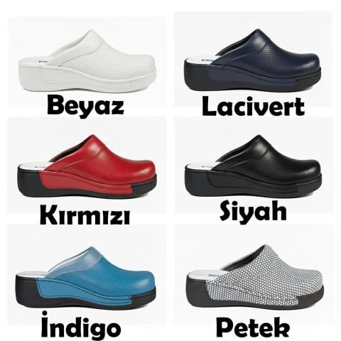 Kadın Sabo Terlik Orijinal Deri - Yüksek Taban Dolgu Topuk 209 Model (LABOR)