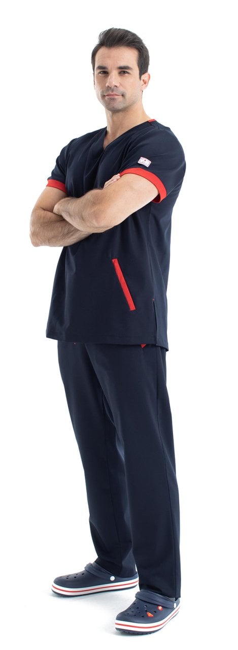 Özel Tasarım Doktor Forması Likralı Pamuklu Lacivert Kumaş Erkek FT Model