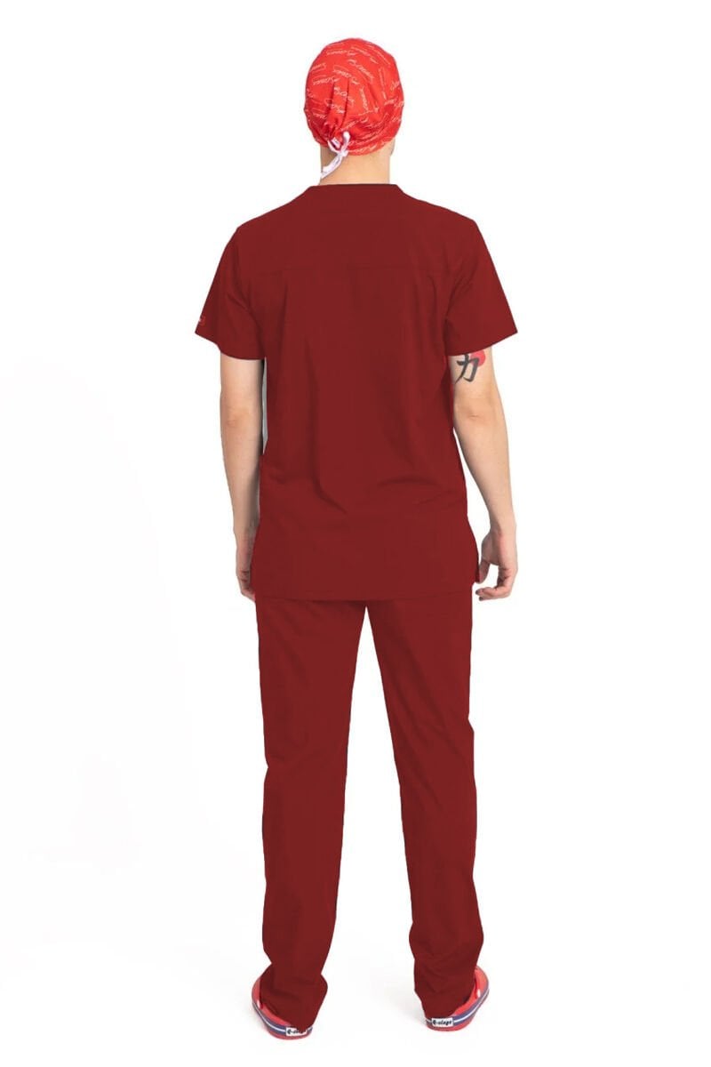 V Cerrahi Yaka Takım Terikoton İnce Kumaş Erkek Bordo