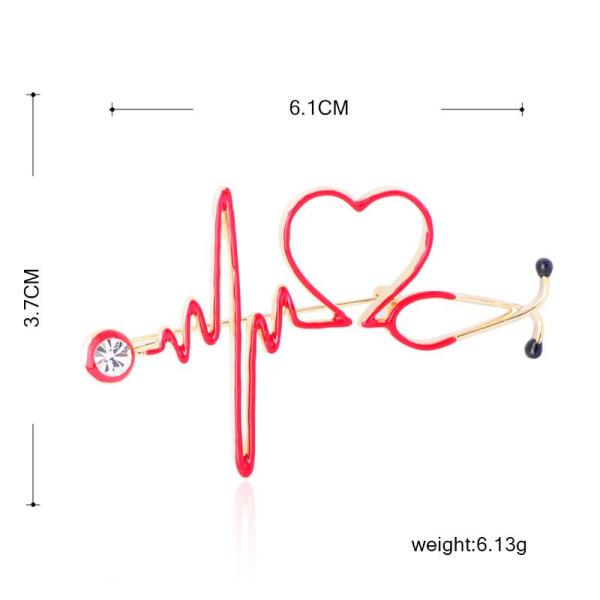 Kırmızı steteskop metal rozet 04
