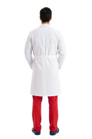 Labor EP-01 Erkek Beyaz Önlük 100 cm / Likralı Kumaş Ceket Yaka Çıtçıtlı