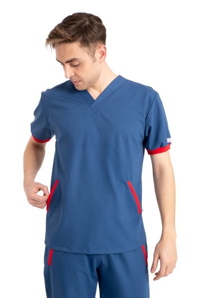 Özel Tasarım Doktor Forması Likralı Pamuklu İndigo Kumaş Erkek FT Model