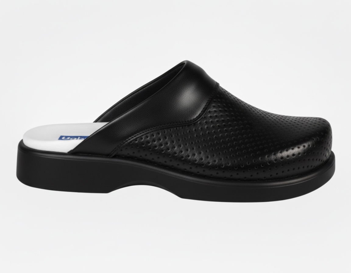 LABOR Erkek Siyah Deri Sabo Terlik 210 - Anatomik Taban (Sağlık Personeli)