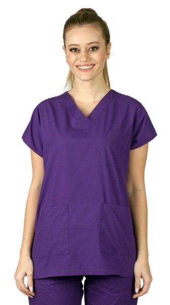 Dr Greys Modeli Cerrahi Forma Kadın Mor Terikoton