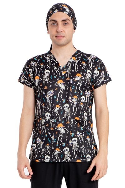 Cerrahi forma erkek tek üst dansçı iskelet desen 56-2XL