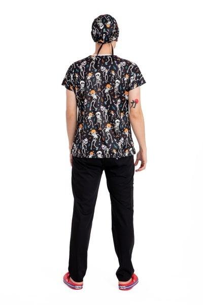Cerrahi forma erkek tek üst dansçı iskelet desen 56-2XL