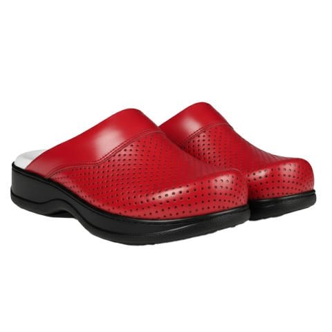 Kadın Sabo Terlik Kırmızı Deri - 208 Model - Standart Topuk Anatomik (LABOR)