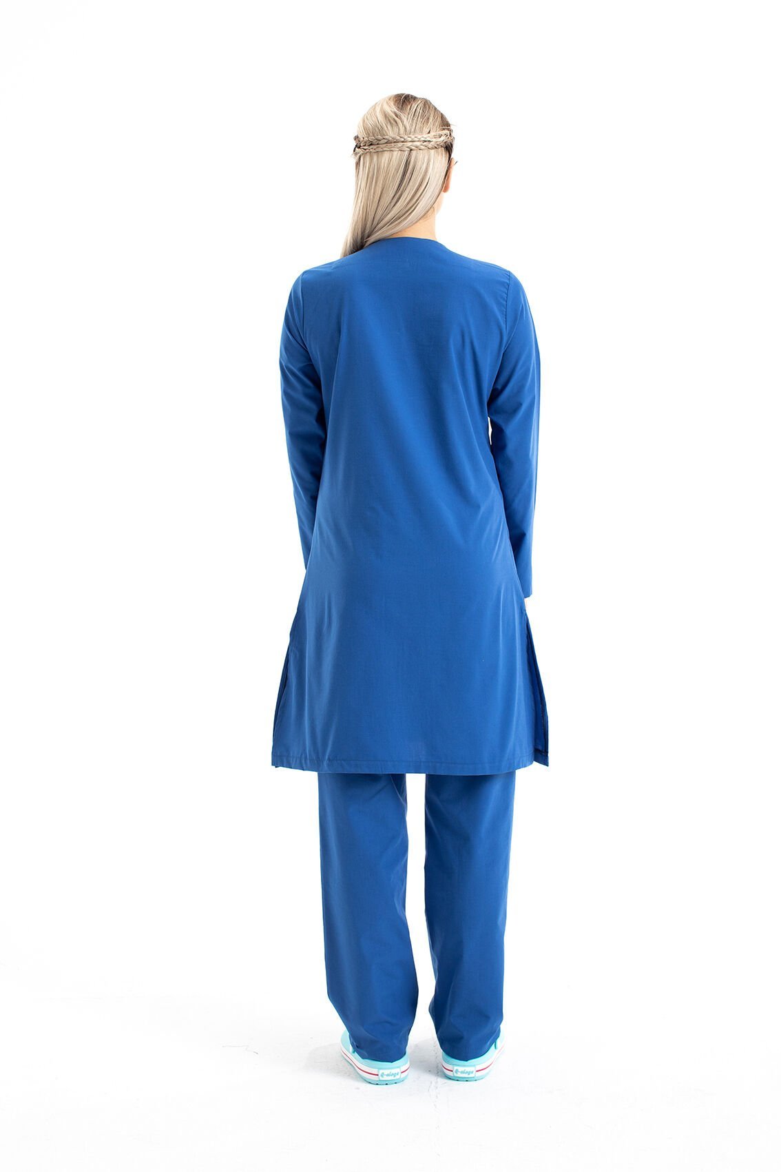 Hemşire Tesettür Terikoton Takım Tst-02 42-L - Par.Mavi
