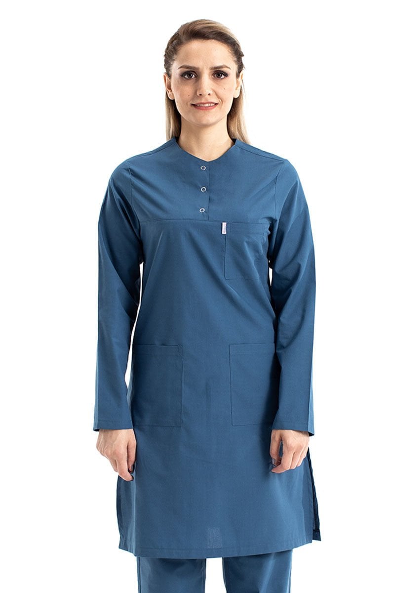 Hemşire Tesettür Terikoton Takım Tst-02 34-XXS - İndigo(Petrol Mavi)