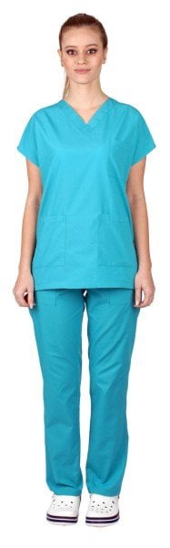 Dr Greys Modeli Cerrahi Forma Kadın Benetton Yeşili Terikoton