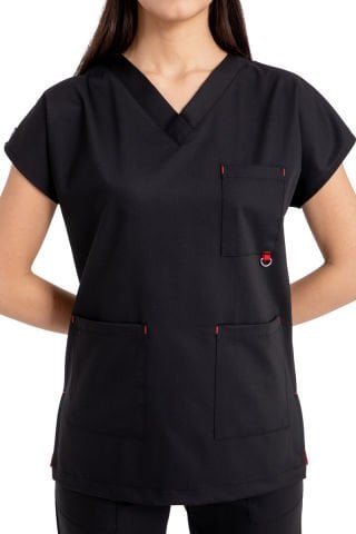 LABOR| Jogger Scrubs Takım | Elastik Kumaş Likralı Pamuklu |  Kadın Cerrahi Forma | Siyah