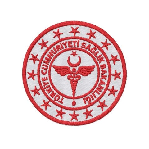 Türkiye Cumhuriyeti Sağlık Bakanlığı Nakışlı Arma Patch - Kumaş Logo (7 cm Çap)
