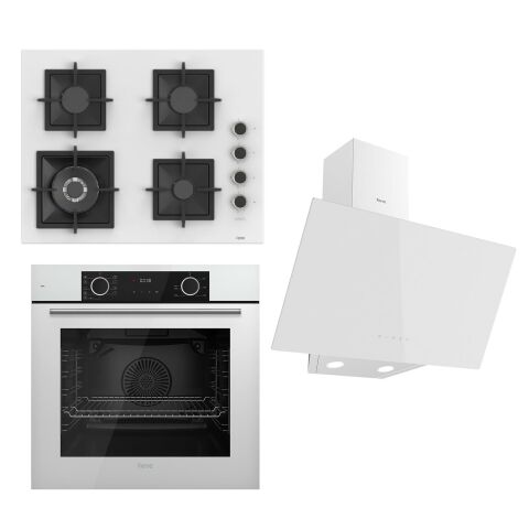 Ferre FLAMEART SC Serisi Beyaz Set (SC406-WFA + XE63CB +D078 ) - 65 cm'lik Kare Döküm Izgara-WOK