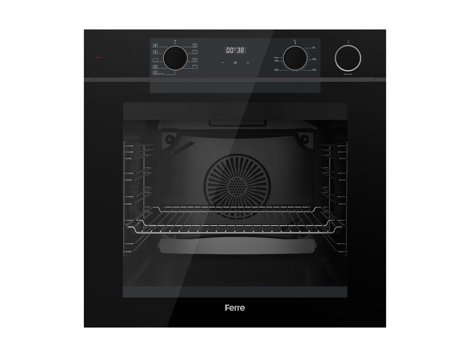FERRE QEP64CS STEAMART - FRYART SERİSİ SİYAH ANKASTRE FIRIN (0+9 KONUM)