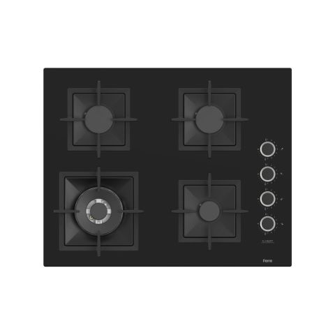 Ferre FLOWART Serisi Siyah Set (SC405-WFA + QBL63CS +D063 ) - Döküm Izgara - 65 Cm Ocak