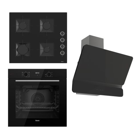 Ferre FLOWART  Serisi Siyah Set (SS205 + QBL63CS +D080 ) - Emaye Izgara