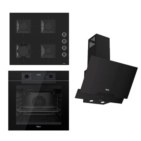 Ferre FRYART-SILENTART Serisi Siyah Set (SS205 + QEP63CS +D063-SA ) - Emaye Izgara