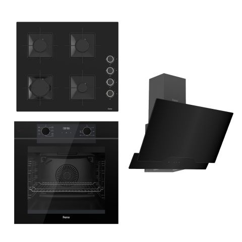 Ferre FRYART-SILENTART Serisi Siyah Set (SS205 + QEP63CS +D063 ) - Emaye Izgara