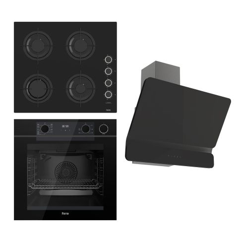 Ferre STEAMART-FRYART  Serisi Siyah Set (CS205-FA + QEP64CS +D080 ) - Emaye Izgara / Kademeli Musluk