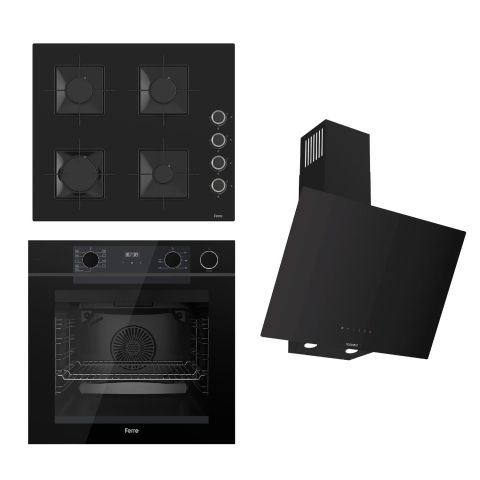 Ferre STEAMART-FRYART-SILENTART Serisi Siyah Set (SS205 + QEP64CS +D077-SA ) - Emaye Izgara