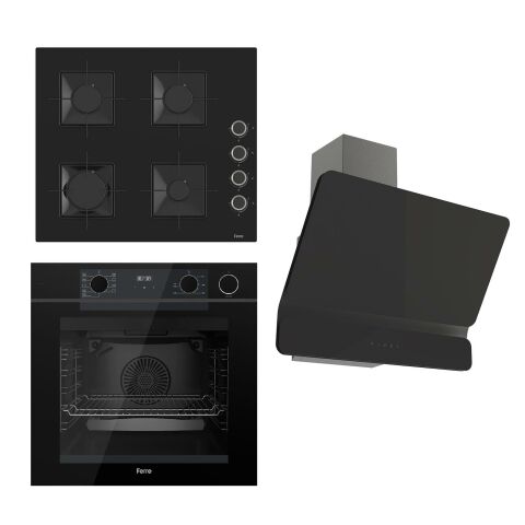 Ferre STEAMART-FRYART  Serisi Siyah Set (SS205 + QEP64CS +D080 ) - Emaye Izgara