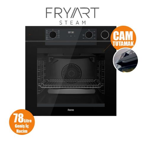Ferre STEAMART-FRYART-SILENTART Serisi Siyah Set (SS205 + QEP64CS +D080-SA ) - Emaye Izgara