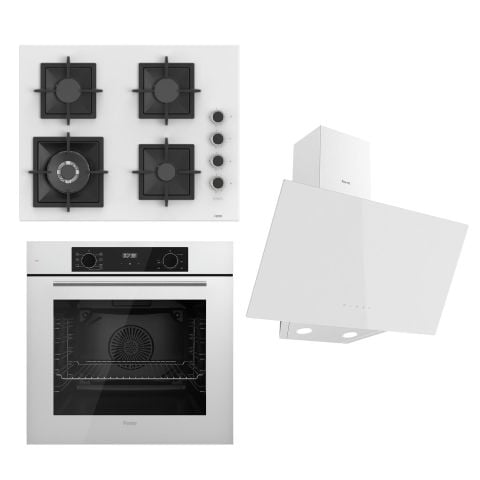 Ferre FLOWART Serisi Beyaz Set (SC406-WFA + QBL63CB +D078 ) - Döküm Izgara / 65 cm Ocak
