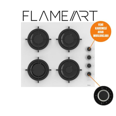 Ferre FLOWART-SILENTART Serisi Beyaz Set (CS206-FA + QBL63CB +D064-SA ) - Emaye Izgara