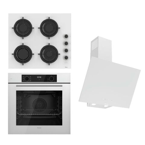 Ferre FLOWART-SILENTART Serisi Beyaz Set (CS206-FA + QBL63CB +D078-SA ) - Emaye Izgara