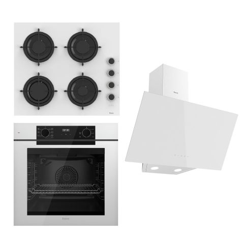 Ferre FLOWART Serisi Beyaz Set (CS206-FA + QBL63CB +D078 ) - Emaye Izgara