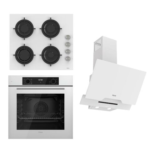 Ferre FLOWART-SILENTART Serisi Beyaz Set (CS206 + QBL63CB +D064-SA ) - Emaye Izgara