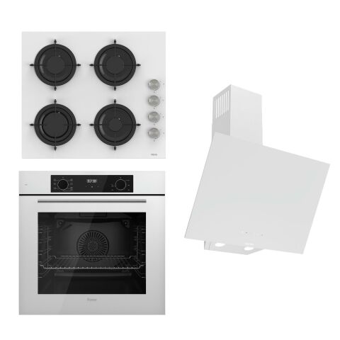 Ferre FLOWART-SILENTART Serisi Beyaz Set (CS206 + QBL63CB +D078-SA ) - Emaye Izgara