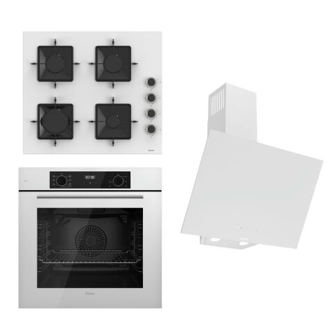 Ferre FLOWART-SILENTART Serisi Beyaz Set (SS206 + QBL63CB +D078-SA ) - Emaye Izgara
