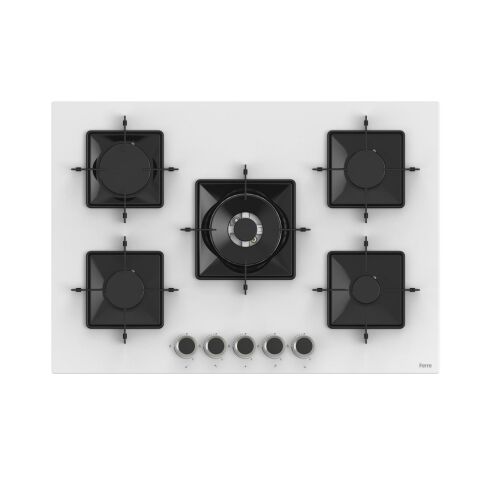 Ferre STEAMART-FRYART-SILENTART Serisi Beyaz Set (SS036 + QBL63CB +D064-SA ) - Emaye Izgara - 75 Cm Ocak