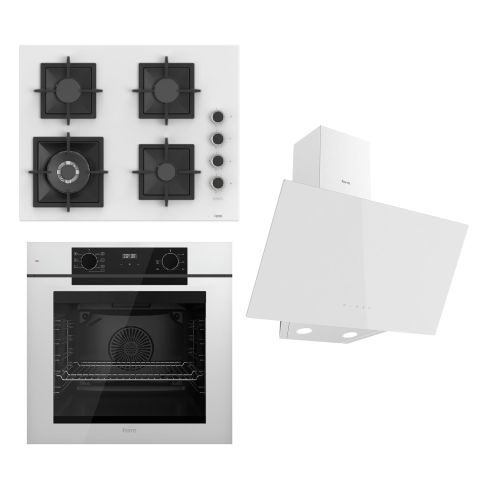 Ferre FRYART Serisi Beyaz Set (SC406-WFA + QEP63CB +D078 ) - Döküm Izgara / 65 cm Ocak