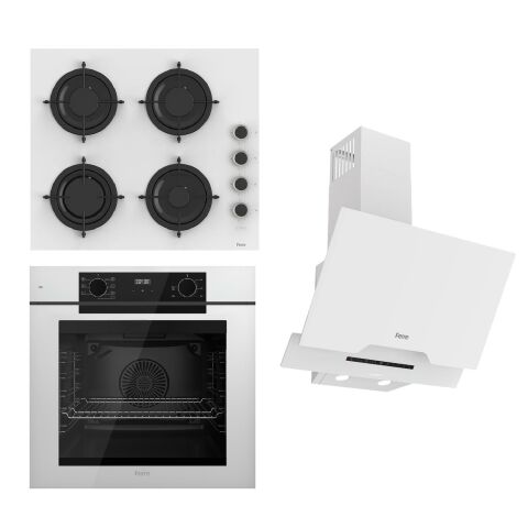 Ferre STEAMART-FRYART-SILENTART Serisi Beyaz Set (CS206-FA + QEP63CB +D064-SA ) - Emaye Izgara